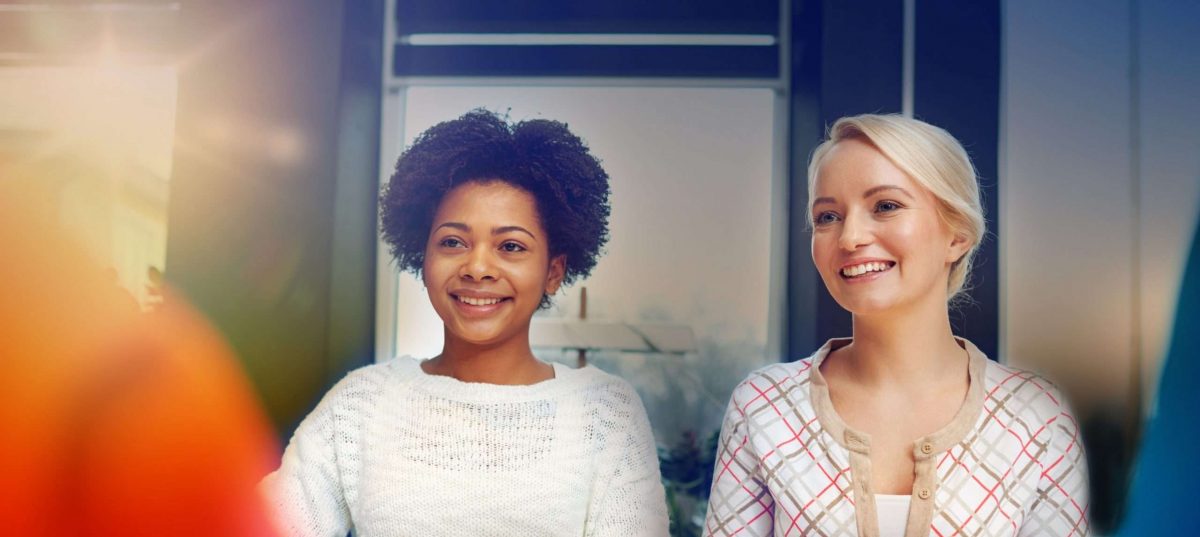 ladies smiling