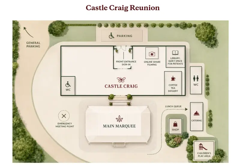  map of castle craig reunion event layout